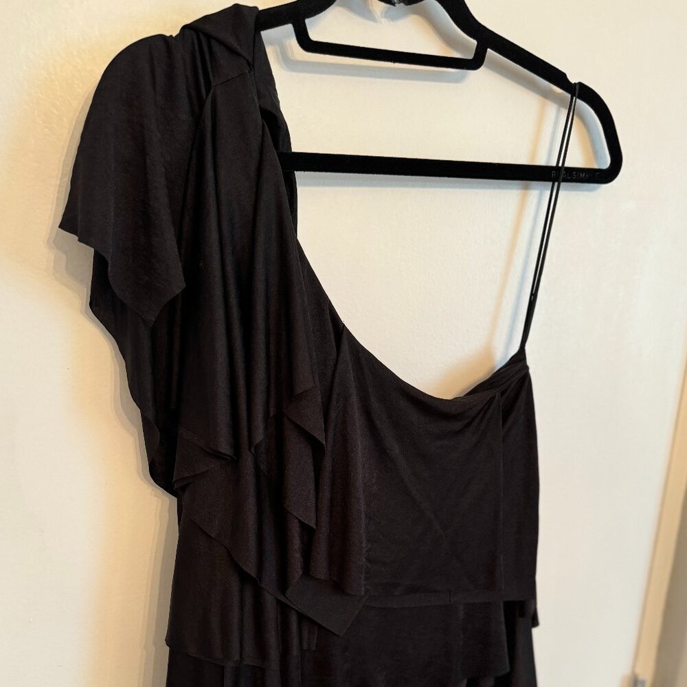 BCBG Runway One Shoulder tiered minidress